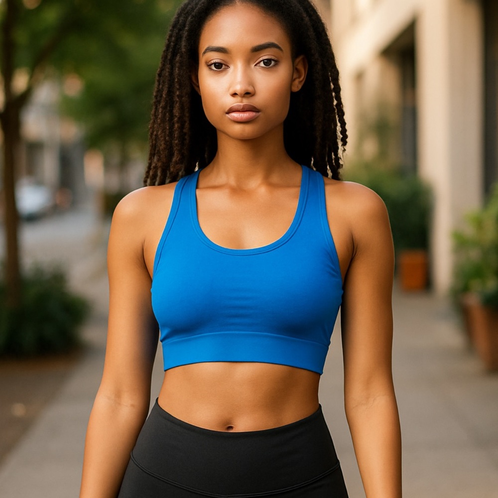 WOMEN’S SET OF 2 BLUE SEAMLESS PERFORMANCE SPORTS BRA SIZE SMALL